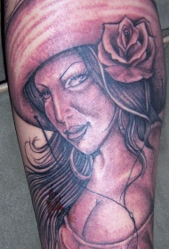 腿部性感逼真的墨西哥女孩纹身