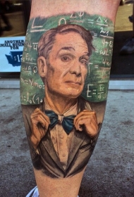 很酷的科学家肖像彩色纹身图案