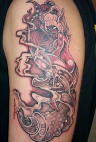 女鬼恶魔和阴霾纹身图案