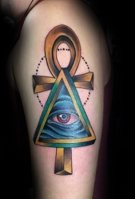 全新埃及式彩色肩部纹身图案