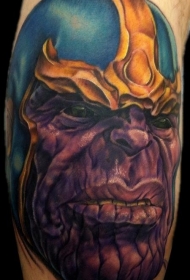 彩色奇迹宇宙恶棍小腿卡通纹身图案