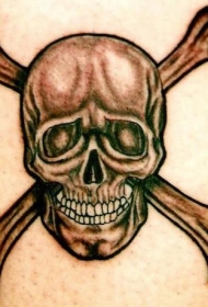 肩部棕色现实的骷髅纹身图案