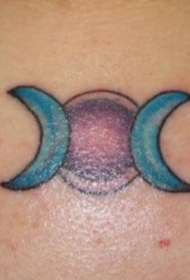 颈部彩色太阳和月亮纹身图案