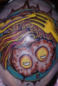 头部彩色个性早餐纹身图案