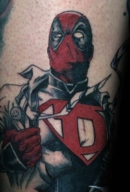 简单的卡通英雄死侍纹身图案