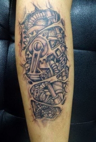 简单的黑色机械手臂纹身图案