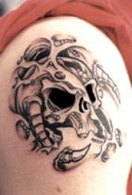 超现实的黑怪物骷髅纹身图案