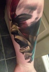 小臂愤怒的野蛮人肖像纹身图案