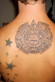 阿兹特克石历背部纹身图案