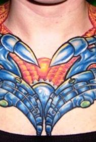 胸部彩色机械图腾纹身图案
