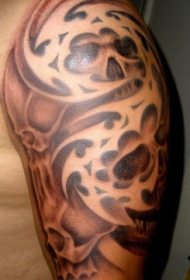 布朗部落肩部骷髅纹身图案