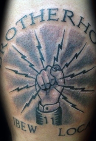 腿部棕色复古风格的欧美纹身图案