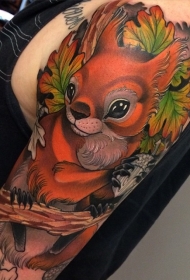 肩部彩色有趣的新学校风格松鼠纹身