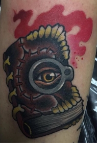 old school五彩的神秘书和眼睛纹身图案
