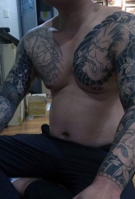 双半甲有趣的亚洲风格黑色各种生首纹身图案