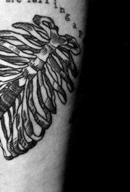 经典的黑色线条人类骨骼纹身图案