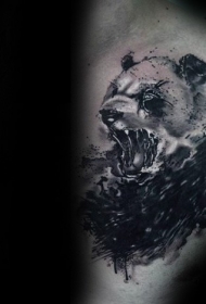 黑色水彩风格狮子纹身图案