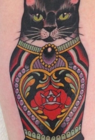 俄罗斯套娃猫彩色纹身图案