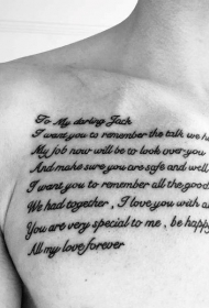 小臂黑色英文字母文章纹身图案