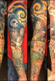 手臂奇妙的彩绘各种卡通怪兽纹身图案