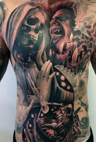 全甲各种古老和现代恐怖电影肖像纹身