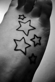 脚背简约的五角星纹身图案