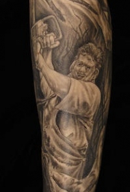 小臂黑灰人像个性纹身图案