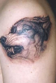 肩部逼真的保鲁夫狼头纹身图案