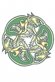 三只凯尔特兽组合纹身图案