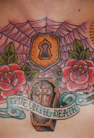 胸部棺材蜡烛花朵沙漏彩绘纹身图案