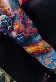 花臂彩色星空纹身图案