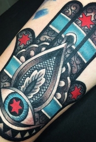 old school漂亮的法蒂玛之手纹身图案