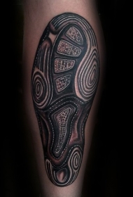 腿部插画风格彩色脚印纹身图案