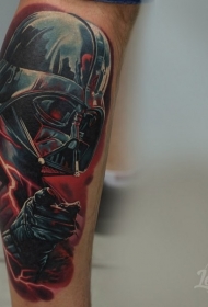 腿部现实主义风格的彩色达斯·维德纹身