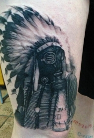 不寻常的设计现实主义风格印度面具纹身