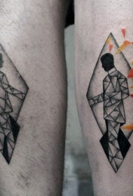 腿部超现实主义风格的神秘男子纹身