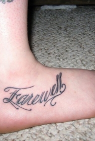 女性脚背英文铭文纹身图案