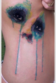 水彩风格画五彩神秘的眼睛纹身图案