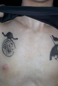 埃及狮子符号胸部纹身图案