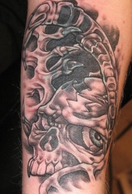 立体骷髅与骨骼纹身图案