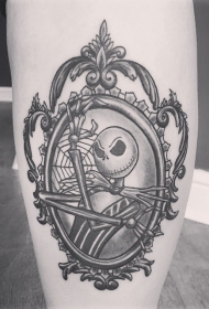 old school黑白卡通僵尸肖像纹身图案