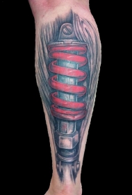 彩绘逼真3D机械腿纹身图案