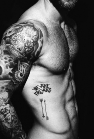 花臂黑白骷髅纹身图案