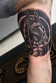 大臂彩色插画风格邪恶埃及神纹身图案