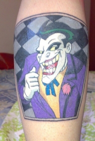 腿部彩色各种花朵纹身图案