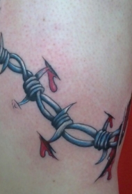 皮肤撕裂的带刺铁丝纹身图案