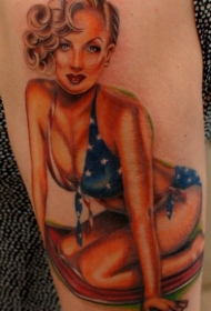女性肩部性感女郎纹身图案