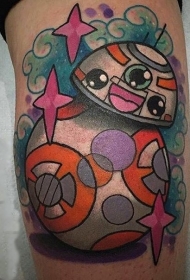 有趣的卡通风格机器人彩绘纹身图案