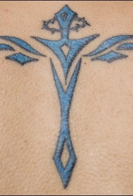 简约的蓝色十字架纹身图案