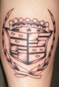 腿部棕色凯迪拉克标志纹身图片